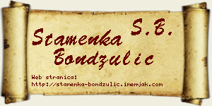Stamenka Bondžulić vizit kartica